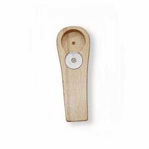 Ouvre-bouteille en bois de hêtre naturel avec logo personnalisé intégré sur disque métallique - Product Image 2