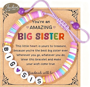 Jachon Braccialetto Elastico con Perline in Resina e Lettere in Lega, Viola, per Bambine, Regalo Gioiello alla Moda - Product Image 1
