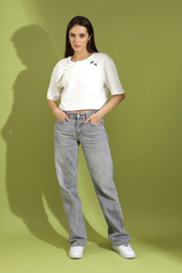 Buy White Casual <b>T</b>-<b>Shirt</b> Cute <b>Bee</b> Embroidery Knot Detail Short Sleeve Fashion Summer <b>T</b>-<b>Shirts</b> For Sale By Exporters - Product Image 4