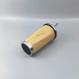 Saman yalıtımlı kahve ile 450ML bambu seyahat bardağı kupa On-the-go kullanımı için kapaklı kupa toptan ahşap kahve kupa