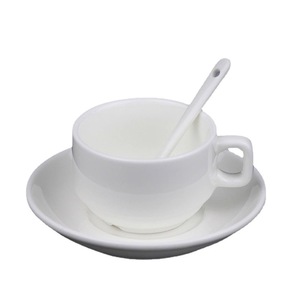 Ceramic Coffee <b>Cup</b> And Saucer <b>Set</b> White Round Solid Color For Afternoon Tea Home Office Use - Product Image 5