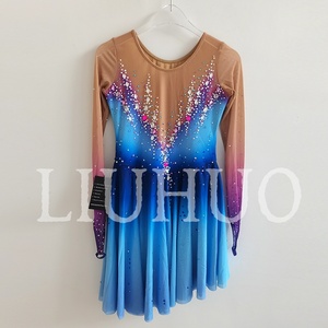 LIUHUO Abito per Pattinaggio Artistico su Ghiaccio per Ragazze <span class=keywords><strong>e</strong></span> Donne Blu <span class=keywords><strong>Rosa</strong></span> Sfumato Maniche Lunghe per Competizione <span class=keywords><strong>e</strong></span> Spettacolo BD9172 - Product Image 6