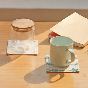 Sous-verres carrés en tissu simple, absorbants, résistants à la chaleur, antidérapants, pour la protection des tasses à thé et des assiettes, Tie Dye, blanc naturel - Product Image 1