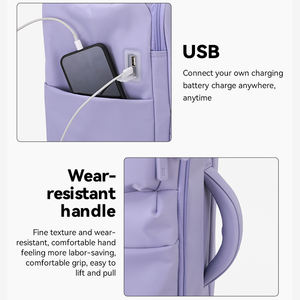 Valise pliable en nylon à roulettes, grande capacité, légère, avec chargeur USB, plusieurs poches, valise de voyage à roulettes - Product Image 4