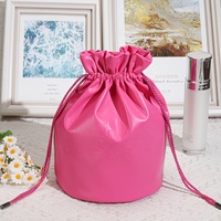 Pochette en cuir PU rose personnalisée avec logo imprimé, étanche, pour rangement de cheveux, voyage, mariage, cadeau, emballage