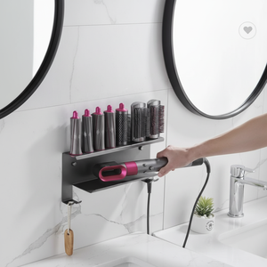 Support mural multifonctionnel rectangulaire pour <span class=keywords><strong>Dyson</strong></span> <span class=keywords><strong>Airwrap</strong></span>, organiseur de câbles et support de rangement pour fer à boucler - Product Image 1