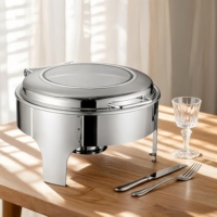 Ensemble de réchauds à alcool 6L, chauffe-plats en acier inoxydable argenté avec contrôle manuel de la température 85-100°C, service de restauration