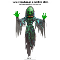 Nouveau Pendentif Alien Lumineux pour Halloween, Décoration Horreur à Détection Vocale, Accessoire d'Aménagement de Scène de Fête