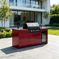 Îlot de cuisine extérieur de luxe sur mesure en gros avec comptoir en granit, barbecue, évier, bar et sièges – Marchés UE, AU, US – Certifié E0 CE CARB P2 OEM
