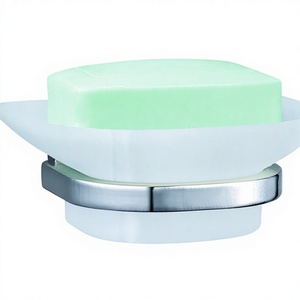 Jabonera Moderna Cromada con Base de Aleación de Zinc Montada en la Pared de Vidrio para Uso en el Hogar y Hoteles - Product Image 1