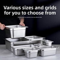 Bac Gastronorm Commercial en Acier Inoxydable Perforé pour Buffet, Traiteur, Hôtellerie et Rangement en Cuisine