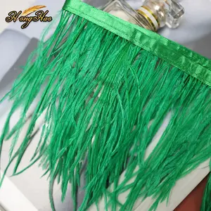 Wholesale 8-10 Cm Ostrich Feather Fabric Ribbon High Quality Soft Fluffy Sewing Fringe Trim For Cloth Dress Outfit Lace