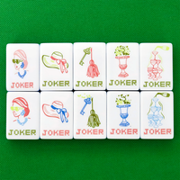 Jeu de tuiles et tapis de Mahjong Miss Darling personnalisé bleu pour femme, en acrylique de luxe, 2 couches, 30 mm, 160 166 blocs, avec nœuds