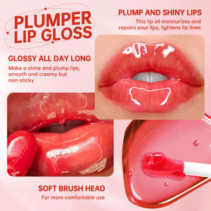 Brillo de labios Vegan Clear Nude para mujer Logotipo personalizado Plumper Lip Oil Hidratante Etiqueta privada Brillo de hierbas Brillo labial Bálsamo labial - Product Image 4