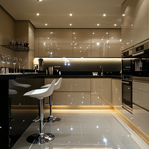 Armoires <span class=keywords><strong>de</strong></span> cuisine en bois massif, style moderne brillant, Mueble <span class=keywords><strong>De</strong></span> Cocina, ensemble complet pour maison <span class=keywords><strong>de</strong></span> luxe - Product Image 2