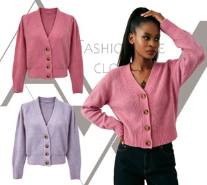 Cardigan Autunnale con Bottoni, Maglione Casual a Maniche Lunghe con Scollo a V, Lavorato a Maglia, Abbigliamento da Ufficio per Signore, Uso Quotidiano Personalizzabile - Product Image 1