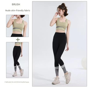 Conjunto de 2 Piezas de Top Deportivo y Leggings de Cintura Alta sin Costuras para Mujer, con Logotipo Personalizado, Diseño Nuevo, Secado Rápido, Transpirable, para Gimnasio y Fitness - Product Image 1