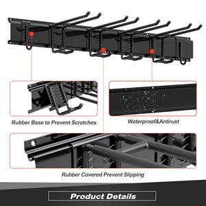 Buy-Wish Système de rangement mural avec 3 rails et 8 crochets Organisateur mural Crochets de garage Cintre en métal Organisateur d'outils de garage - Product Image 3