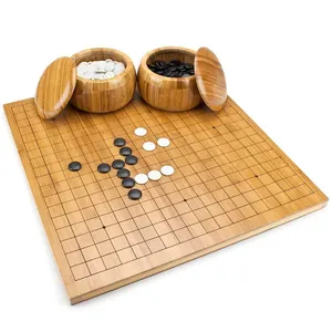 Classic Strategy Go Game Natural Bamboo Wood Go Board with Bowls and 361 Bakelite Stones