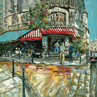 Peintures modernes à l'huile sur toile de scènes de rue de Paris peintes à la main pour salon, maison, hôtel et café, décoration d'art mural