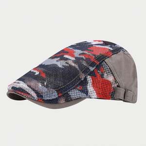 New <b>Summer</b> Camo Mesh <b>Flat</b> Top Ivy Hat Outdoor Breathable Mesh Men Women Camouflage Fashion Casual Beret Hat - Product Image 4