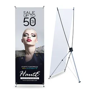 Portable Adjustable X Frame Banner Stand Waterproof Display for Promotional Advertising