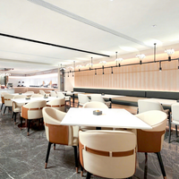 Nouvelle conception de tables de café en marbre pour hôtel et restaurant nordique, sièges de restaurant, table et chaise en bois durables, ensemble de meubles pour hôtel