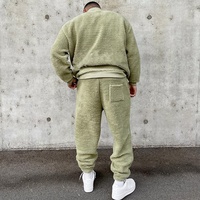 Veste polaire personnalisée à col montant 1/4 avec fermeture éclair et pantalon de survêtement broderie lettre Sherpa en polaire ensembles de sweat à capuche survêtement pour hommes