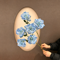 Bouquet de roses artificielles à 3 têtes, fleurs en soie, accessoires de mariage, décoration de photographie en extérieur, impression 3D faite à la main
