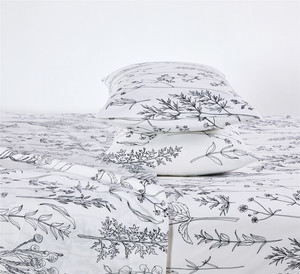 Hot Selling Premium White Black Botanical Floral Printed 100% Cotton 4 Piece <strong>Sheet</strong> Set Soft Breathable Skin-Friendly Bed Linens - Product Image 5