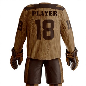 Uniforme de Hockey sobre Hielo Personalizado y Transpirable para Hombre, 100% Poliéster, Diseño con Textura de Madera, Impresión por Sublimación, Equipo de Protección, Talla Adulto - Product Image 5