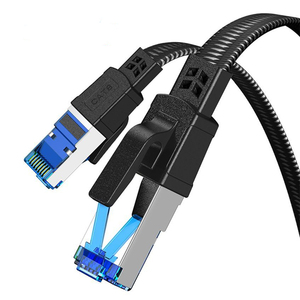 Cat8 <b>Ethernet</b> <b>Cable</b> 40Gbps 2000MHz SFTP <b>Shielded</b> Flat Braided Solid Copper RJ45 Patch Cord High Performance Network <b>Cable</b> for - Product Image 3