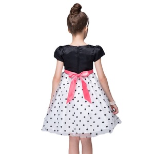 Robe tutu à pois noire pour filles, col rond, coupe trapèze, en tulle, costume de demoiselle d'honneur, tenue de spectacle - Product Image 4