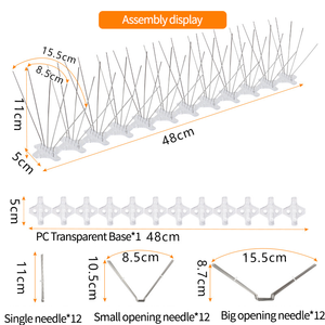 เดือยไล่<span class=keywords><strong>นก</strong></span>สแตนเลสขนาด 50 ซม. พร้อมฐาน PC ป้อง<span class=keywords><strong>กัน</strong></span><span class=keywords><strong>นก</strong></span>พิราบ สำหรับ<span class=keywords><strong>หลังคา</strong></span>ภายนอกและรั้วสวน - Product Image 4