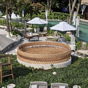 Plateau de service rond en rotin tissé à la main |   Panier de décoration de table en osier naturel, écologique, lavable au lave-vaisselle, sans danger pour les aliments - Product Image 3