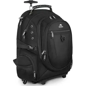 Matein 15.6 17 inch wheeled laptop computer backpack trolley sleeve on wheels 55 litre backpack with wheels and backpack straps