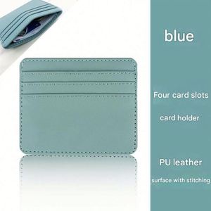 Porte-cartes multi-cartes en similicuir de couleur unie, porte-cartes à 4 emplacements, porte-monnaie, designs de logo personnalisés - Product Image 5
