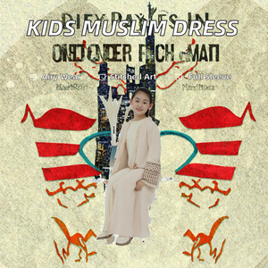 Yibaoli 2024 High Quality 6 Colors Muslim <b>Girls</b>' Breathable Polyester Embroidered Sleeves Open <b>Abayas</b> for Kids - Product Image 2