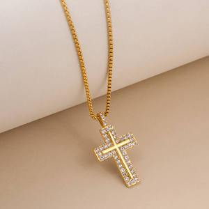 Myneck autunno caldo oro placcato 18K collana croce in acciaio inossidabile senza appannamento Blokecore <span class=keywords><strong>roma</strong></span> accessori moda christiani regalo - Product Image 3