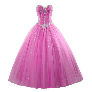 Strapless Red Ball Gown Evening <b>Dress</b> With Rhinestones Sweetheart Neckline Chiffon Long Formal <b>Dress</b> For Banquet Party - Product Image 2