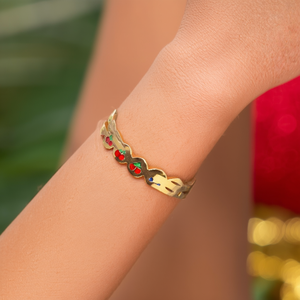 แหวนแฟชั่นชุบทอง 316L สแตนเลสสตีล ดีไซน์เชอร์รี่ ปรับขนาดได้ - Product Image 3