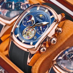 <span class=keywords><strong>Montre</strong></span> à quartz à deux fuseaux horaires, miroir convexe, étanche 3 ATM, 41 mm, <span class=keywords><strong>montre</strong></span>-bracelet carrée de luxe, affichage des phases lunaires, <span class=keywords><strong>montre</strong></span> lumineuse - Product Image 1