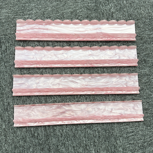 Rak Mahjong Akrilik HIMORE dengan Logo Kustom 17.5 20 Inci, Tepi Scallop, Warna Putih Pink Mutiara, Dilengkapi Penggeser Magnetik - Product Image 1