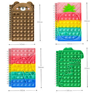 2022 école coloré 50 pages a5 arc-en-ciel silicone couverture spirale ours licorne dinosaure fidget bulle <span class=keywords><strong>pop</strong></span> itting cahier pour les enfants - Product Image 2