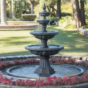 Outdoor Large Antique Bronze 3 Tiers Fountain Sculpture Garden Metal Water Fountain