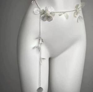 Chaîne de taille papillon multicouche en strass, chaîne de corps en alliage, ceinture à pampilles perlées pour soirée et danse - Product Image 5