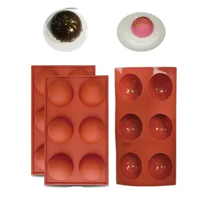 Venda quente 6-Cavity Silicone Bolo Mold Para Chocolate Quente Bomba Jelly Dome Mousse Moldes de silicone resina de silício molde