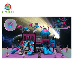 Ensemble d'équipement de terrain de jeu sur le thème des vaisseaux spatiaux Toboggans en plastique pour les parcs Aire de jeux d'aventure en plein air pour les enfants - Product Image 1