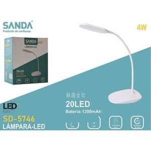 Sanda Led Desk <b>Lamp</b> 20Led 4W Touch Control Rechargeable Battery 1200Mh USB Port 360 Degree Rotation - Product Image 3