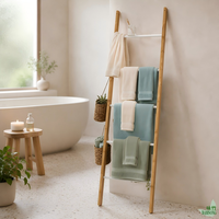 Porte-serviettes multi-niveaux durable pour salle de bain, échelle à serviettes inclinable pour serviettes et petits accessoires, avec plusieurs barres de suspension pour salle de bain